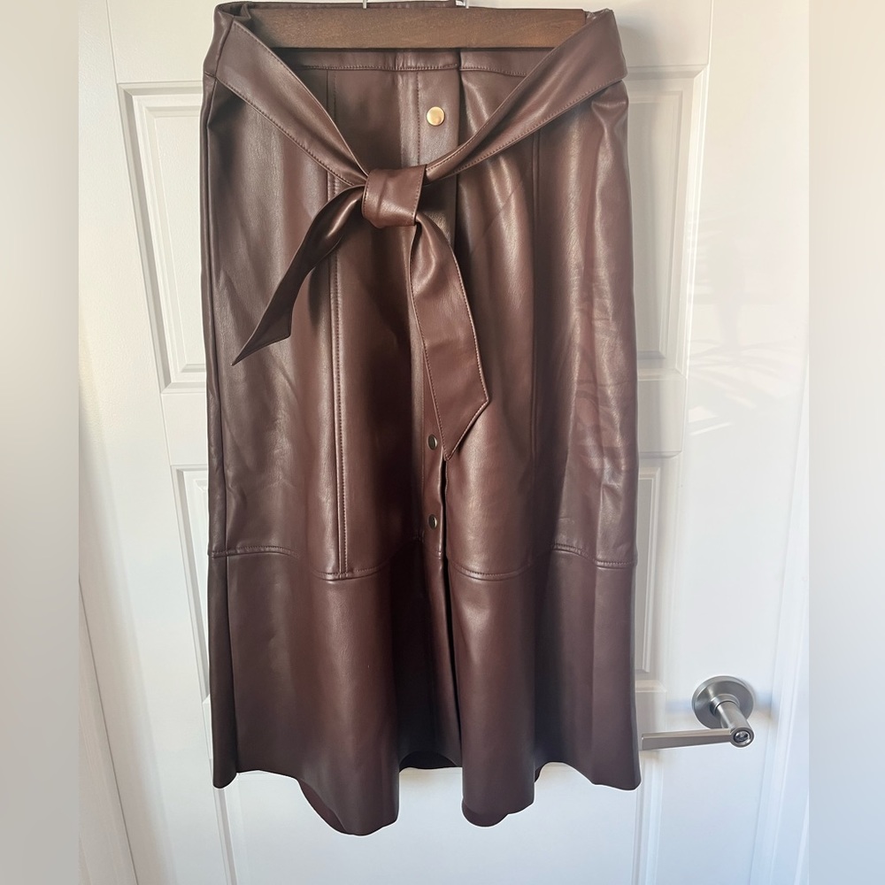 Pleather Midi Skirt